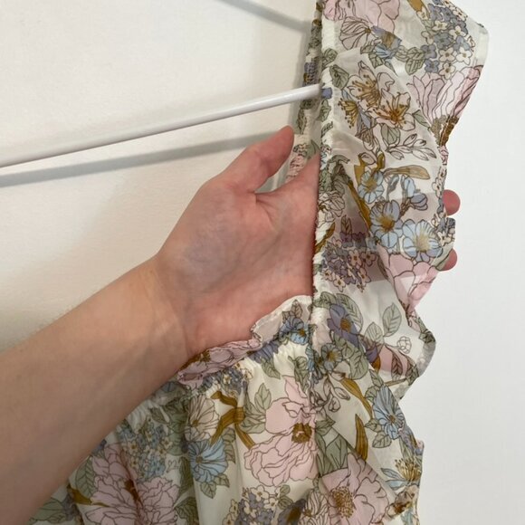 BLU PEPPER May Flowers Ruffled Dress Cream Ivory Etc Floral Cottagecore Babydoll - Picture 8 of 16